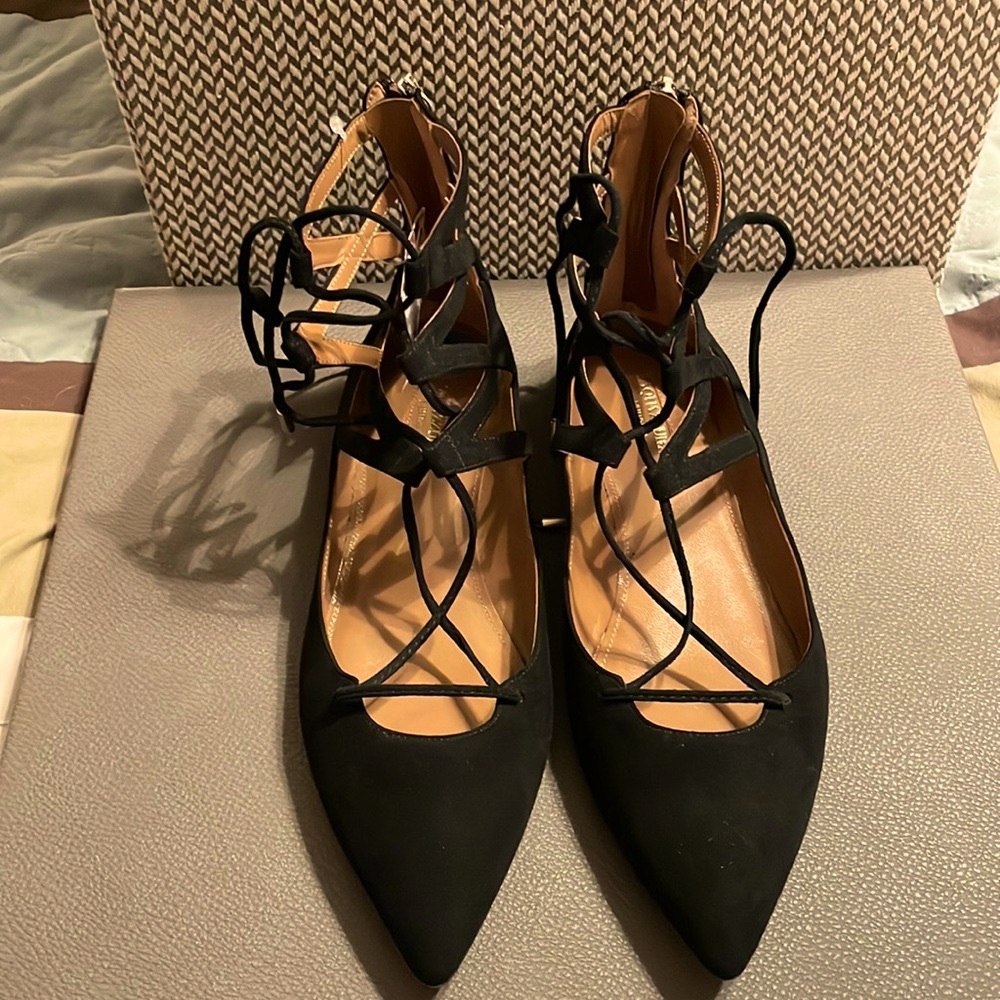 New Aquazzura Black Firenze Belgravia Suede Size 37